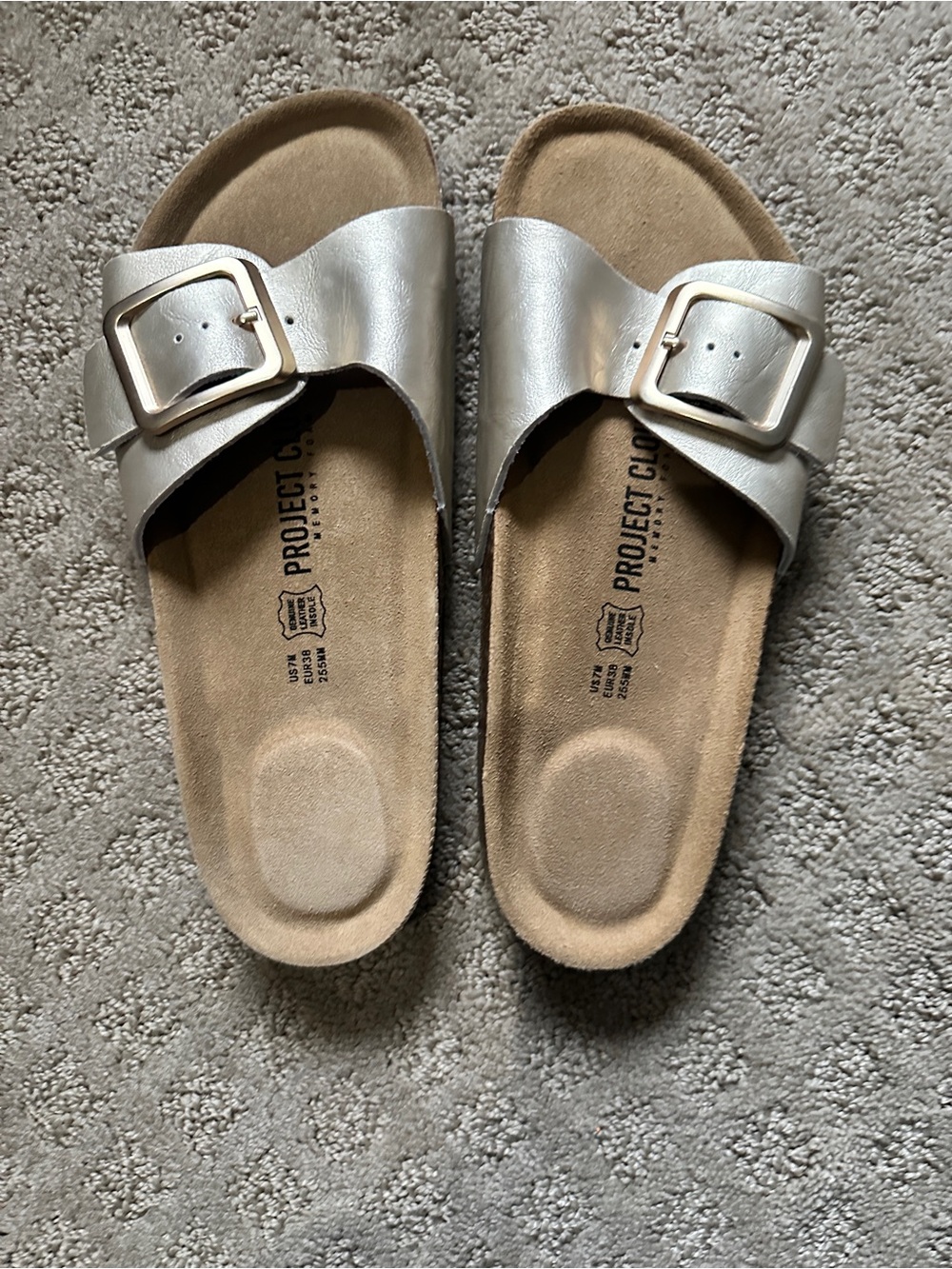 Project CLOUD Silver Buckle Slide Sandals - Women's